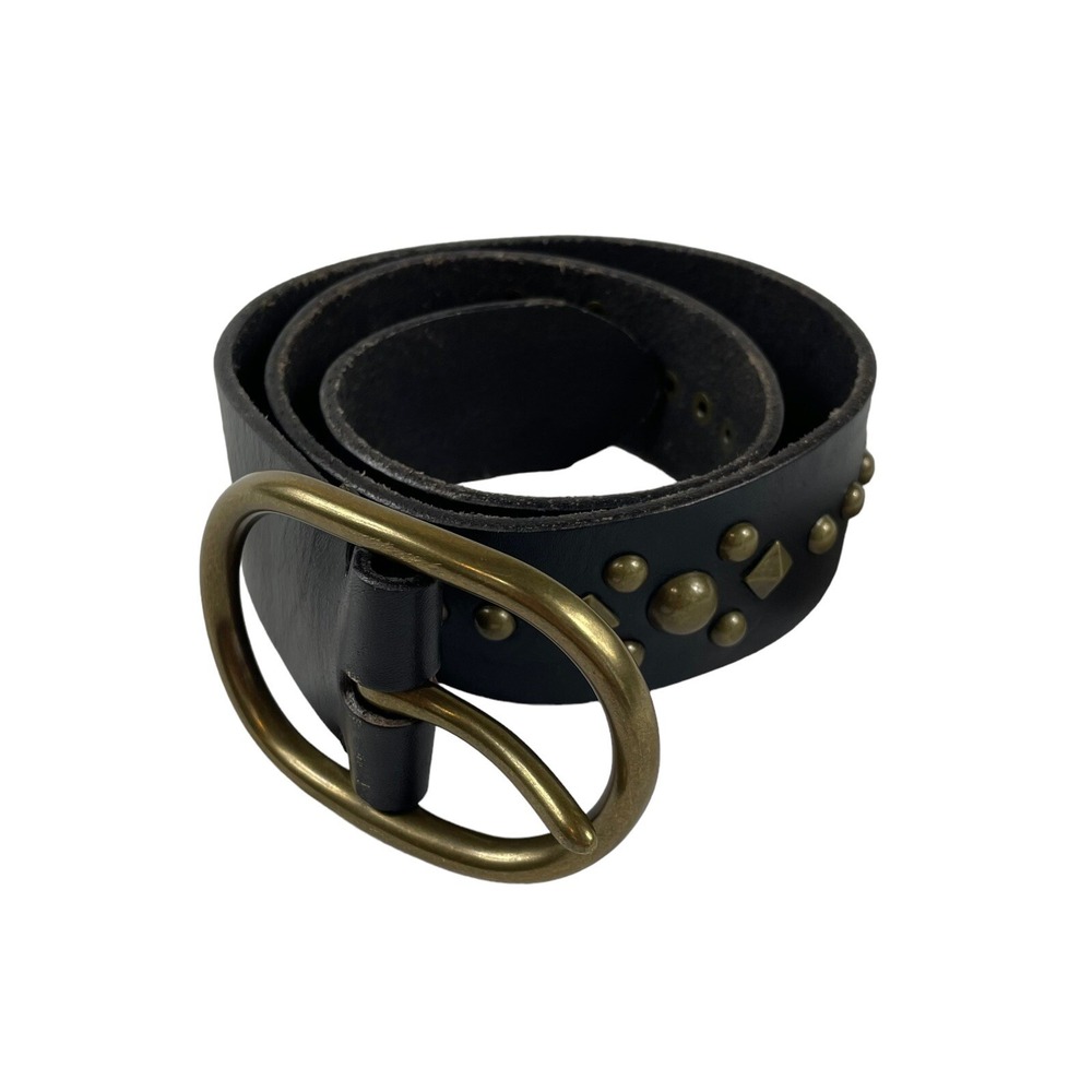 Polo Ralph Lauren Thick Cowhide Brown Leather Studded Metal Belt XS NWT